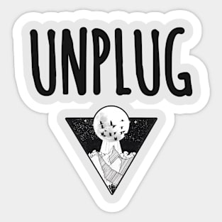 UNPLUG Triangle Moon Drawing Minimalist Nightsky Design Sticker